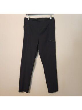 Columbia women fleece lined black pants sz L Large pull on outdoors hiking